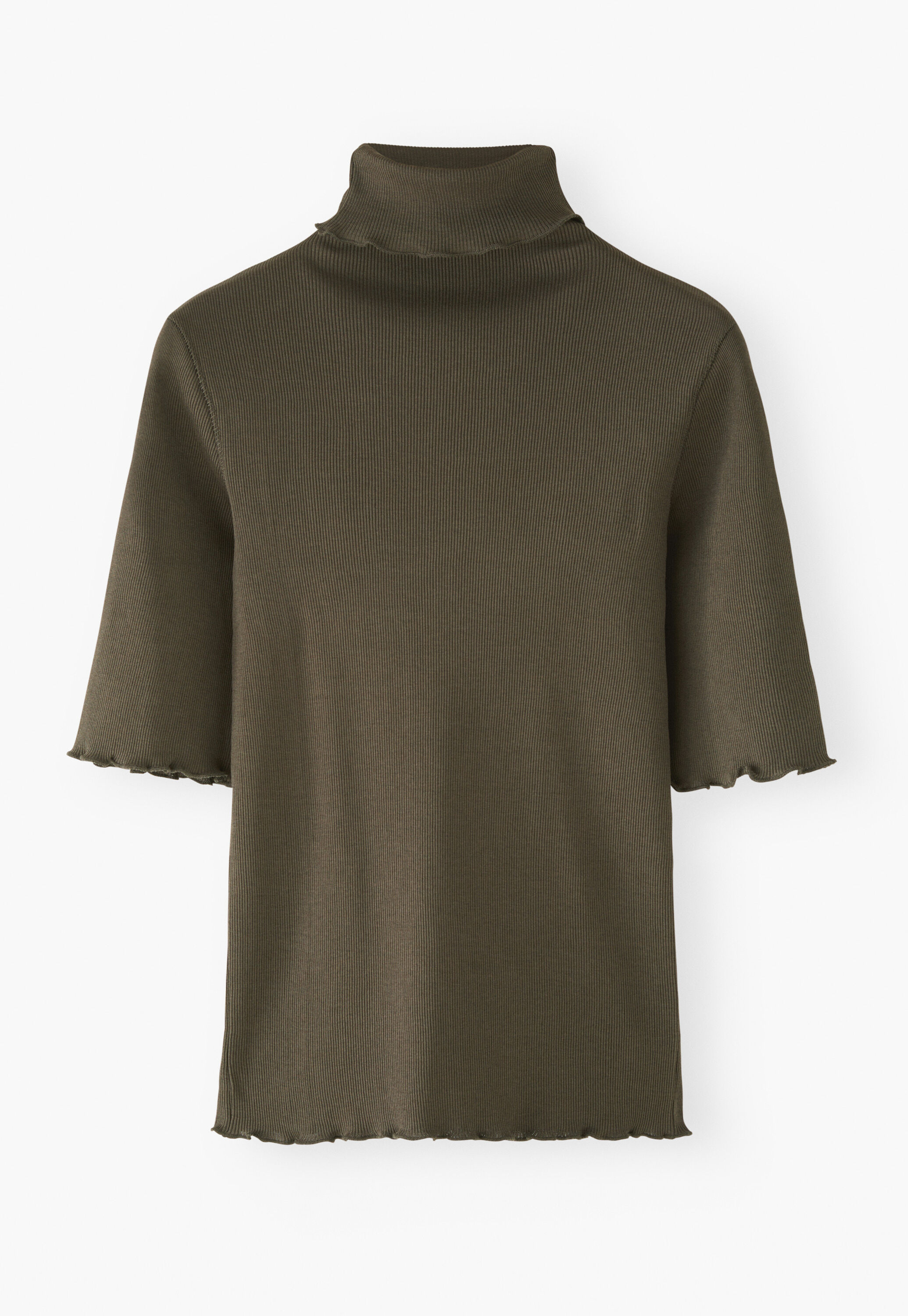 Ribbed roll-neck top, Dark forest, large