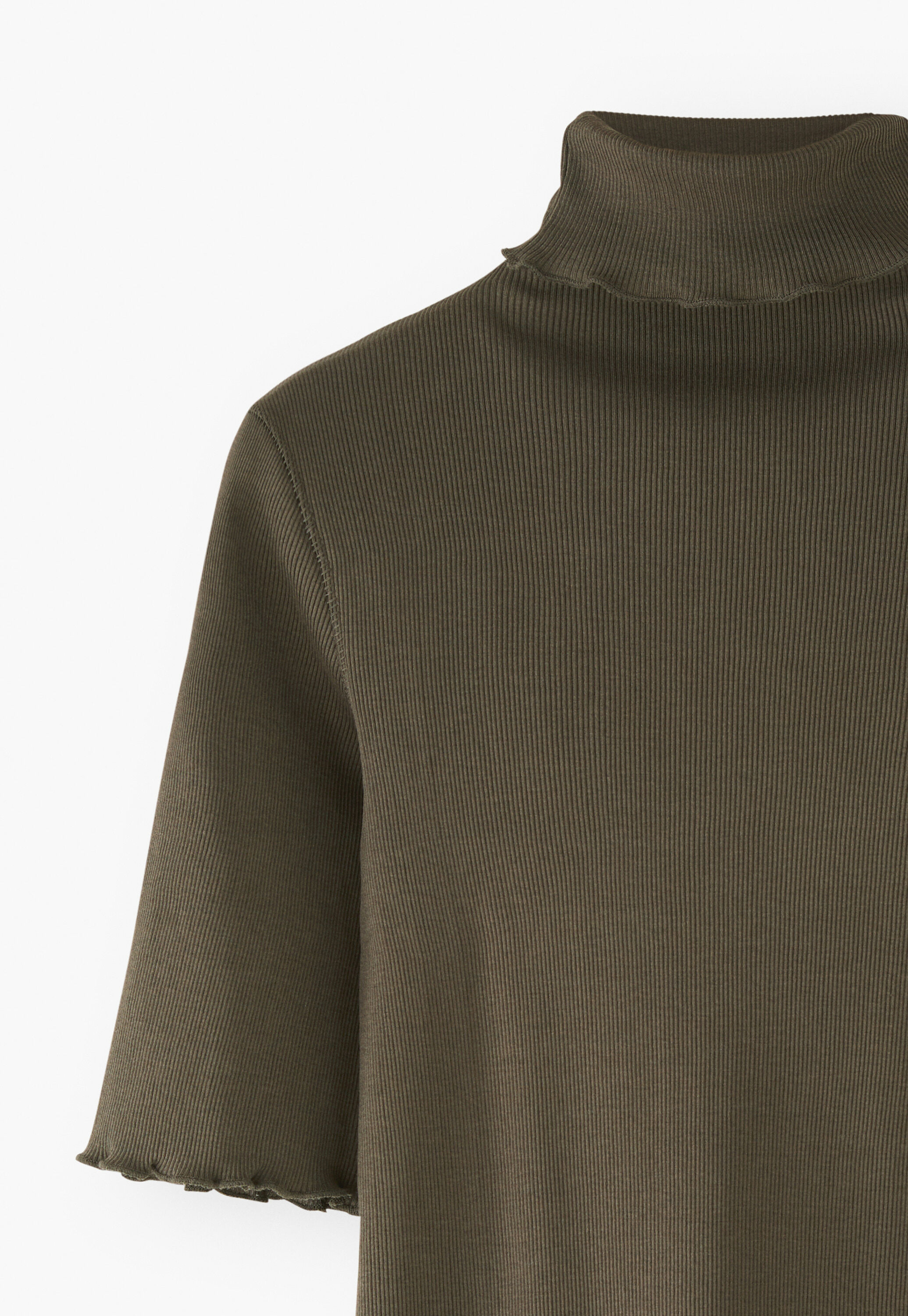 Ribbed roll-neck top, Dark forest, large