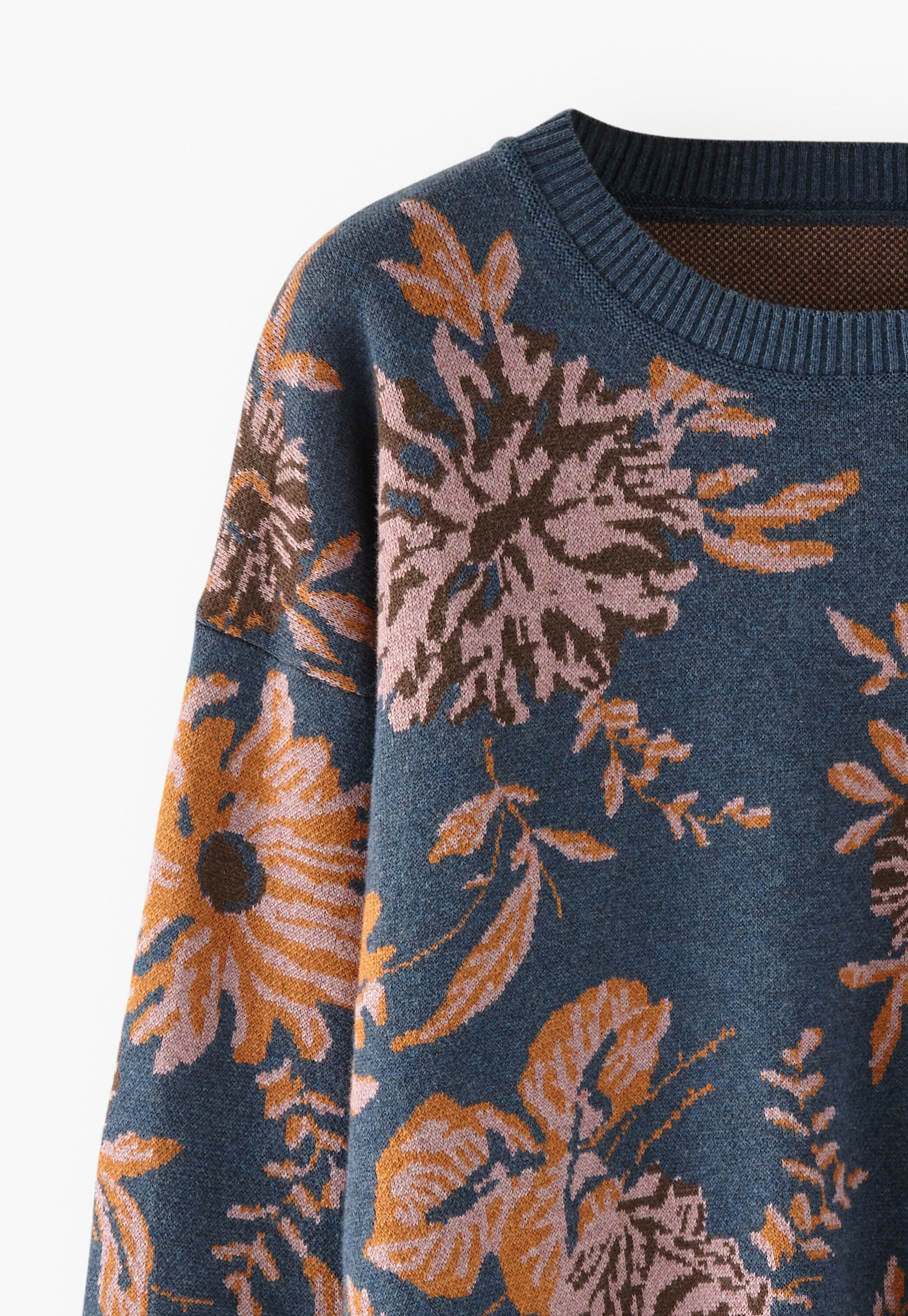 Jacquard sweater, Indigo ginger, large