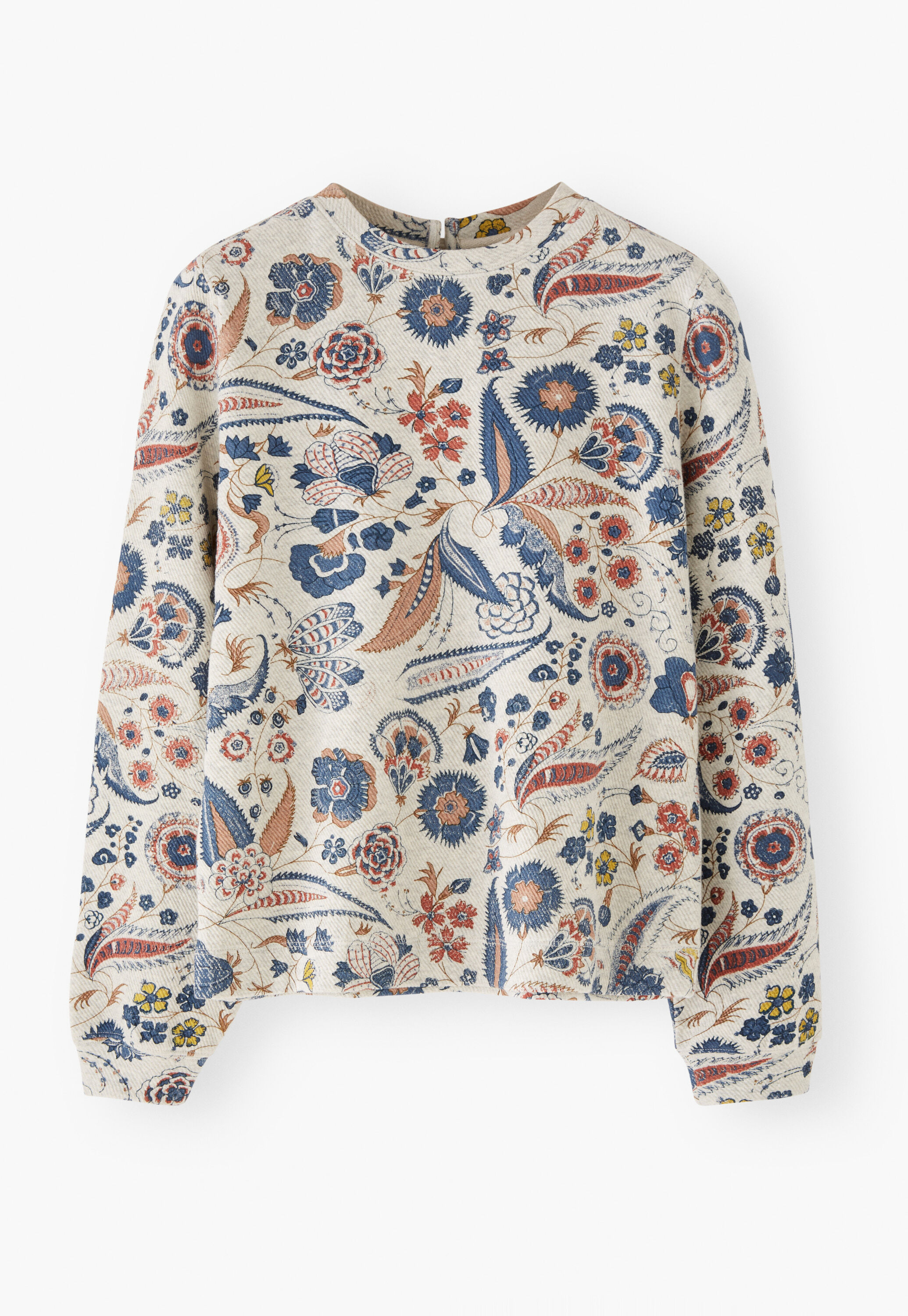Printed jersey sweatshirt, Pearl denim, large