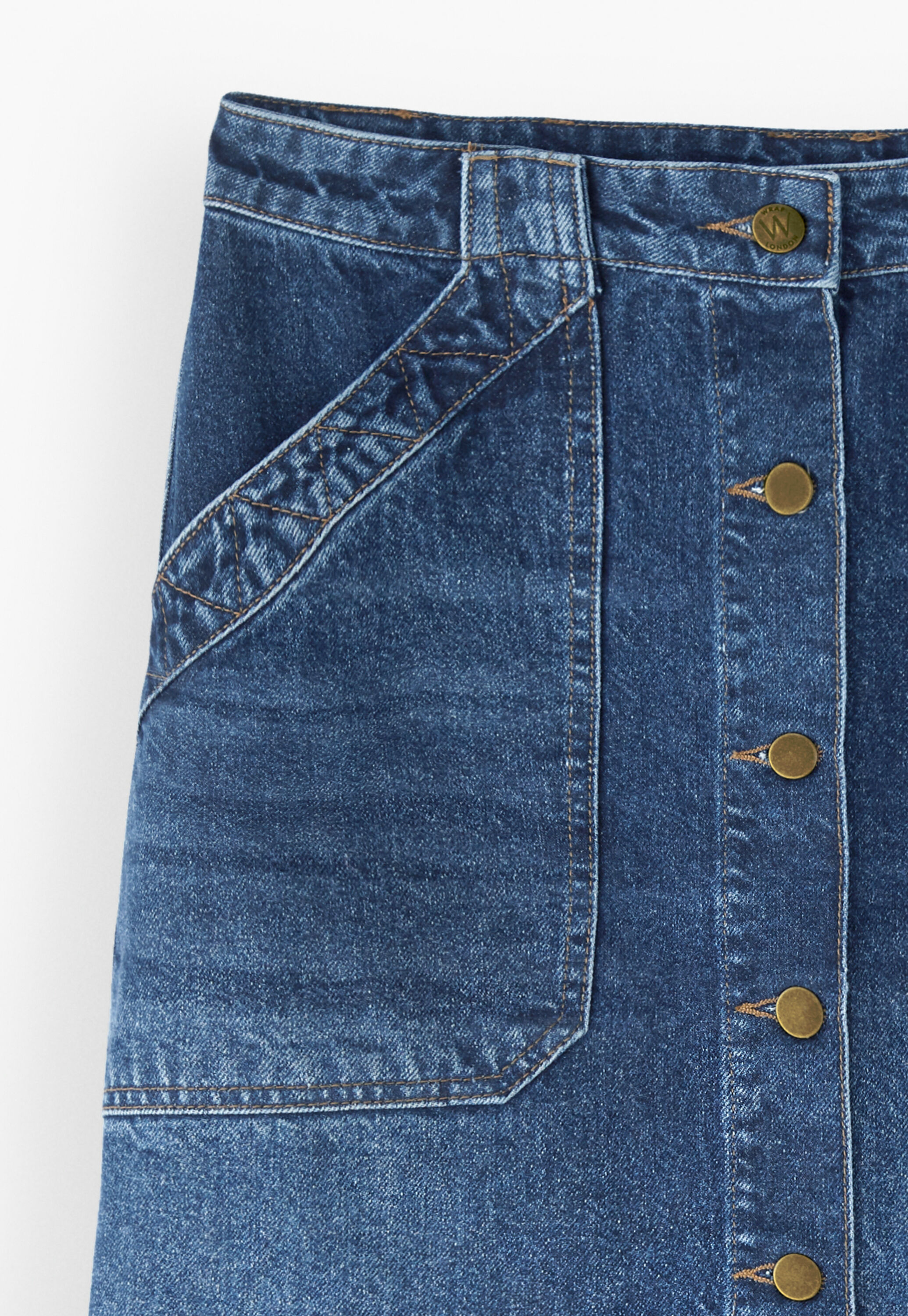 Denim button-front skirt