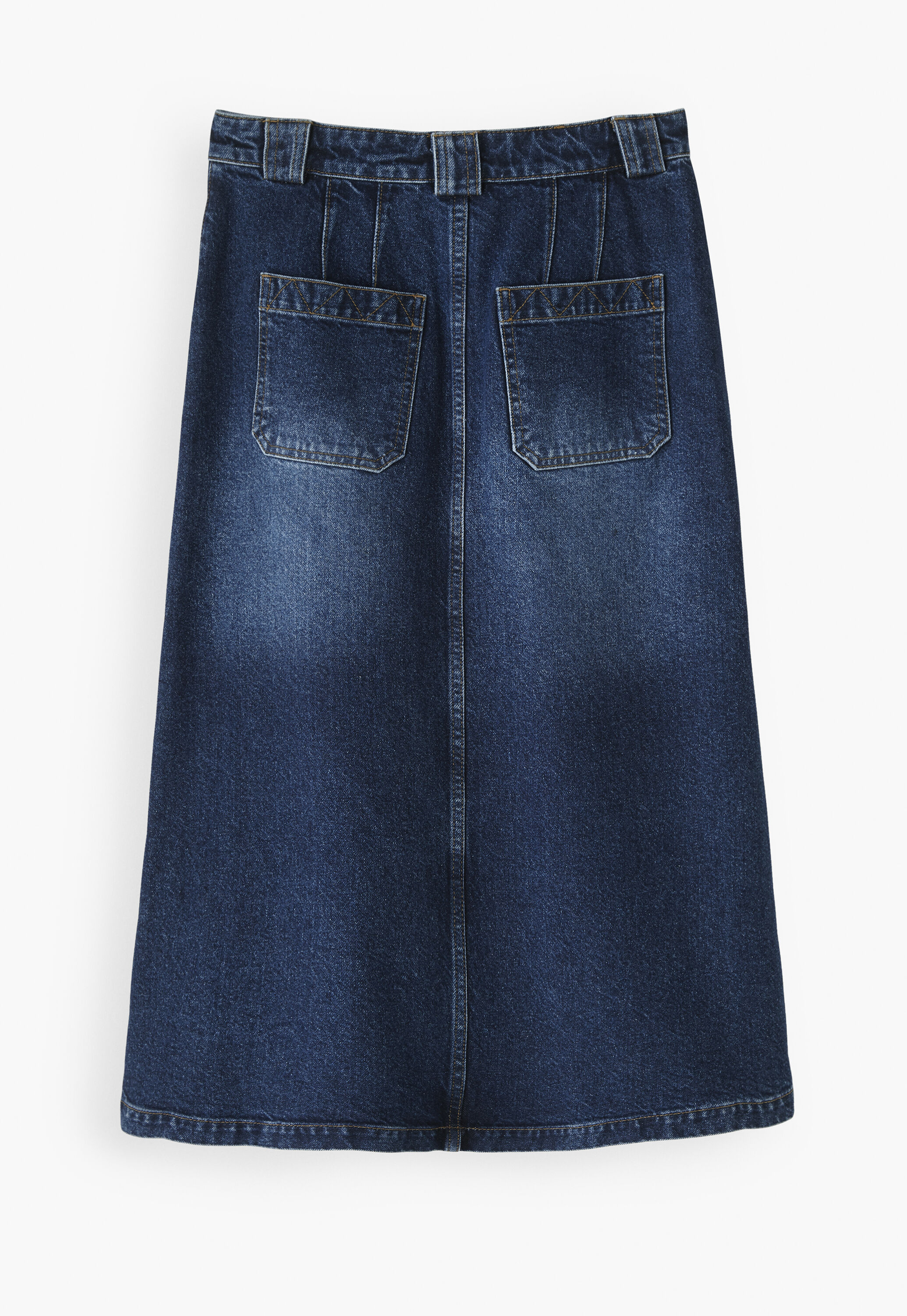 Denim button-front skirt