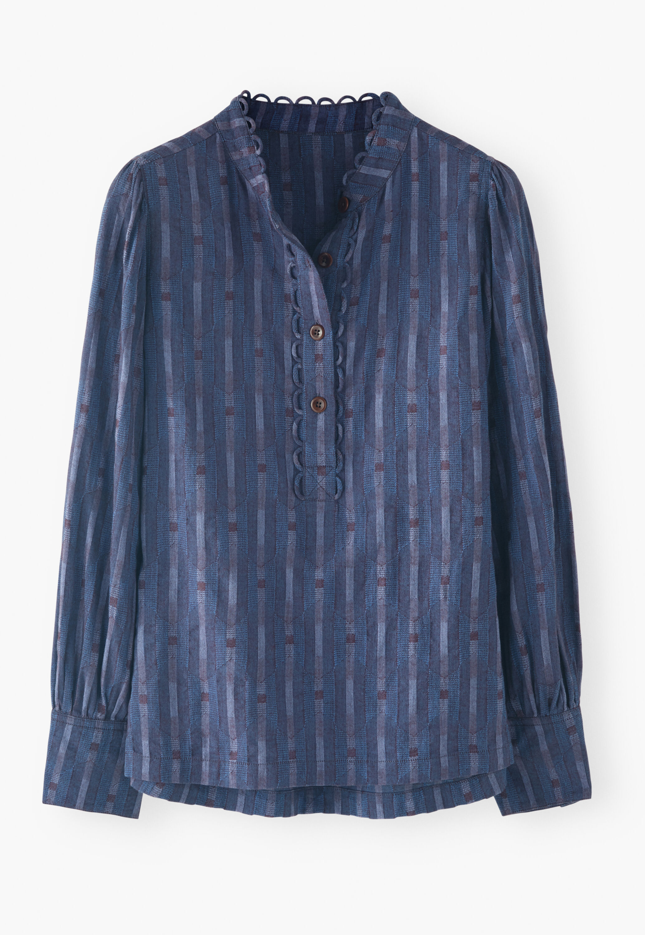 Lyocell & wool half-placket blouse